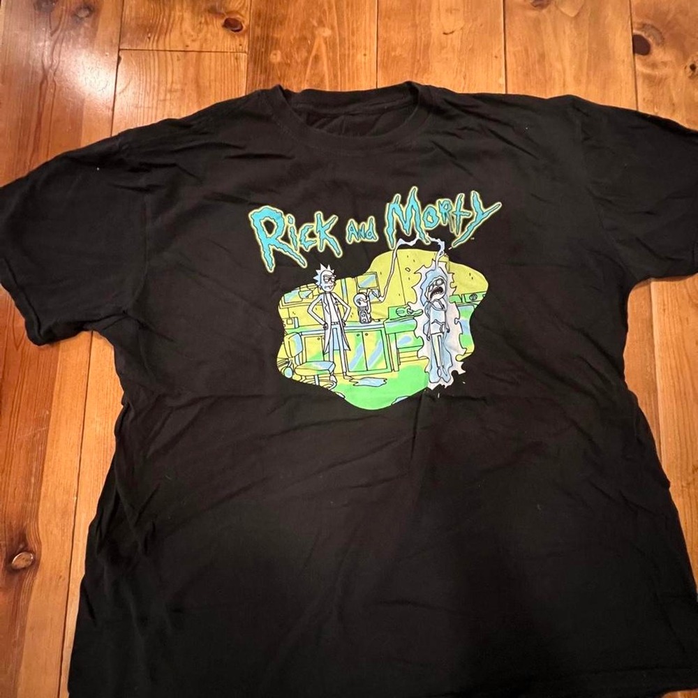 Rick and Morty Adult Swim Graphic Tee Black Short Sleeve Mens T-Shirt XL